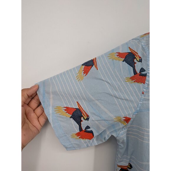 Billabong Hawaiian Button Up Size XL Tailored Fit Stretch Parrot Print Tropical - Picture 5 of 12
